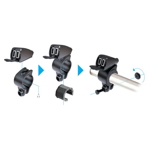 ΦΟΡΤΙΣΤΗΣ USB ΔΙΠΛΟΣ LAMPA TREK 12/24V 5400MA ΜΕ ΒΑΣΗ ΣΤΗΡΙΞΗΣ ΤΙΜΟΝΙΟΥ 21>32MM & ΚΑΛΩΔΙΟ 150CM ΑΔΙΑΒΡΟΧΟΣ