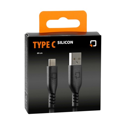 ΚΑΛΩΔΙΟ ΦΟΡΤΙΣΗΣ & ΜΕΤΑΦΟΡΑΣ ΔΕΔΟΜΕΝΩΝ USB A> TYPE C 3000MA/18W ΣΙΛΙΚΟΝΗΣ ΜΑΥΡΟ 60CM OPTILINE LAMPA - 1 TEM.