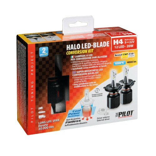 ΛΑΜΠΕΣ ΖΕΥΓΑΡΙ LAMPA H4 9>32V P43T 12LED 6.500K 4.000LM 20W SEOUL CSP-Y19CHIPS HALO LED BLADE