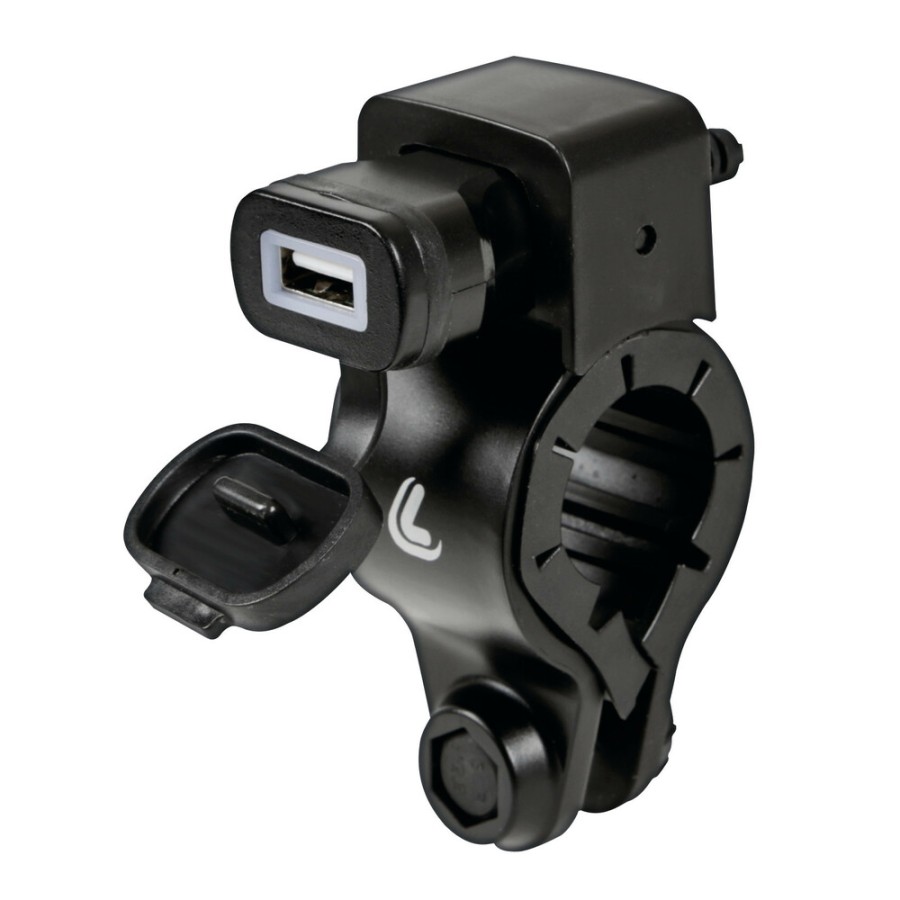 ΦΟΡΤΙΣΤΗΣ USB LAMPA ΜΕ ΒΑΣΗ ΣΤΗΡΙΞΗΣ ΤΙΜΟΝΙΟΥ 12/24V 2.4A 21>32MM ΑΔΙΑΒΡΟΧΟΣ
