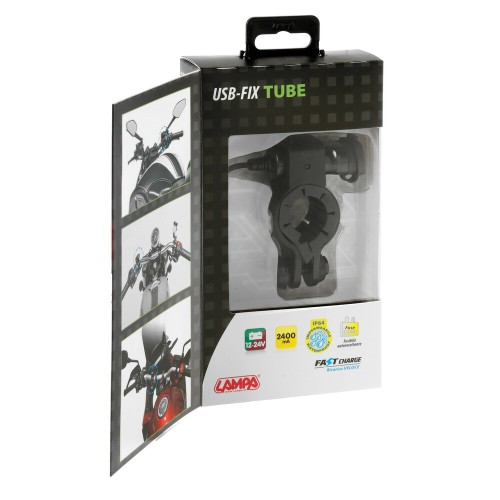 ΦΟΡΤΙΣΤΗΣ USB LAMPA ΜΕ ΒΑΣΗ ΣΤΗΡΙΞΗΣ ΤΙΜΟΝΙΟΥ 12/24V 2.4A 21>32MM ΑΔΙΑΒΡΟΧΟΣ